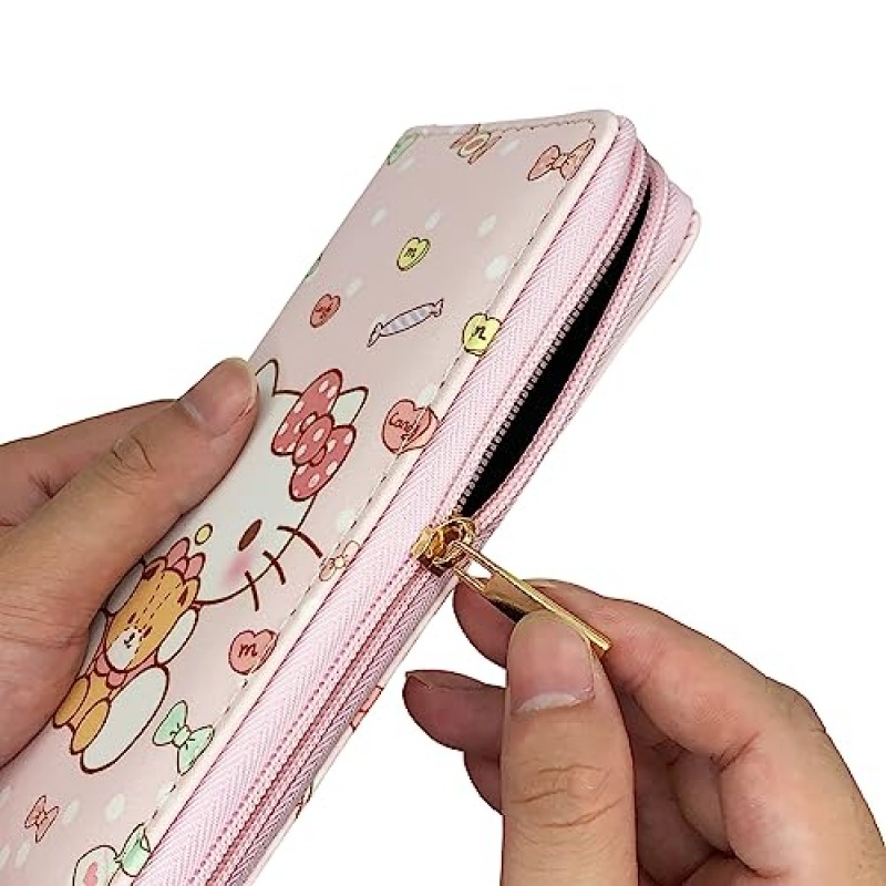 Educatgame Kawaii 지갑 & 가방 참, 귀여운 만화 애니메이션 인조 가죽 장지갑/클러치 지갑, 십대 소녀 및 여성용 귀여운 물건/액세서리 또는 선물 (A)