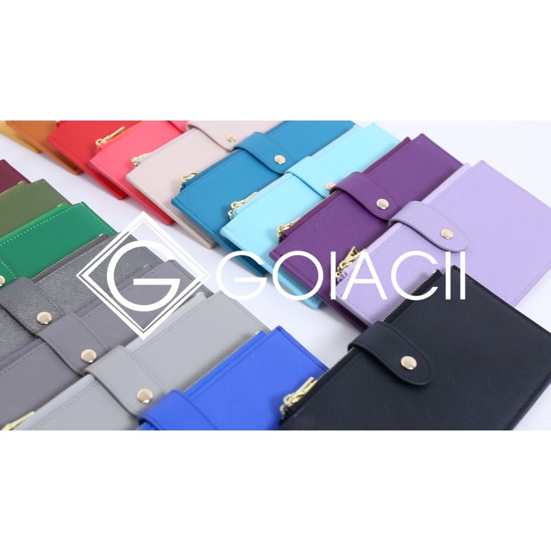 GOIACII 여성용 지갑 RFID 차단 이중 신용 카드 홀더 2개 지퍼 포켓 포함 블랙