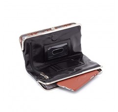 HOBO Lauren 클러치 지갑 - 키스 잠금 장치, 내부 지퍼 포켓 및 카드 슬롯이 있는 부드러운 가죽 구조