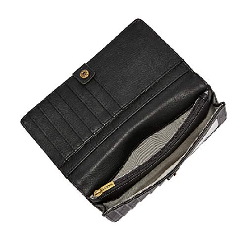 Fossil 여성용 Liza 가죽 슬림 이중 지갑 여성용