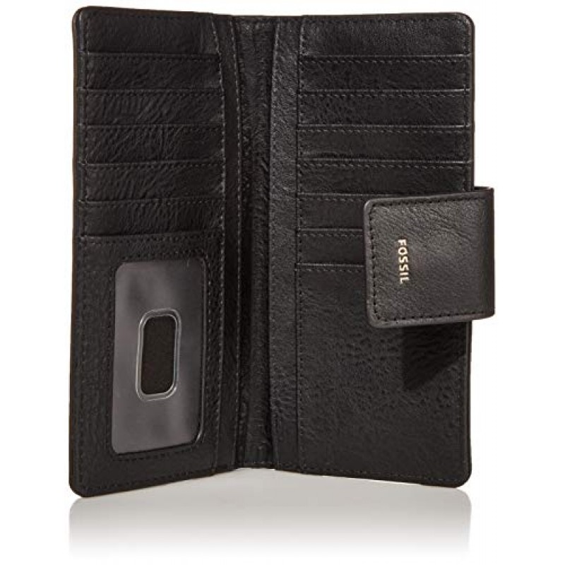 Fossil 여성용 로건 가죽 RFID 차단 탭 여성용 클러치 지갑