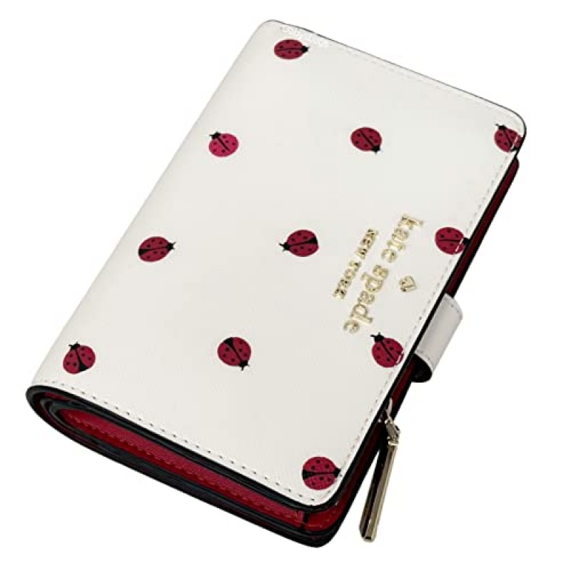 Kate Spade York Staci Ladybugs 프린트 크림 멀티 미디엄 컴팩트 폴더형 지갑