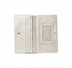HOBO 루멘 여성용 컴팩트 지갑 - 엠보싱 처리된 가죽 구조, 여러 개의 카드 슬롯과 외부 지퍼 포켓, 튼튼하고 편리한 지갑 실버 원 사이즈 원 사이즈