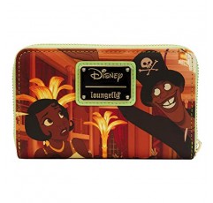 Loungefly Disney 공주와 개구리 공주 장면 지퍼 어라운드 지갑, 멀티, 지갑