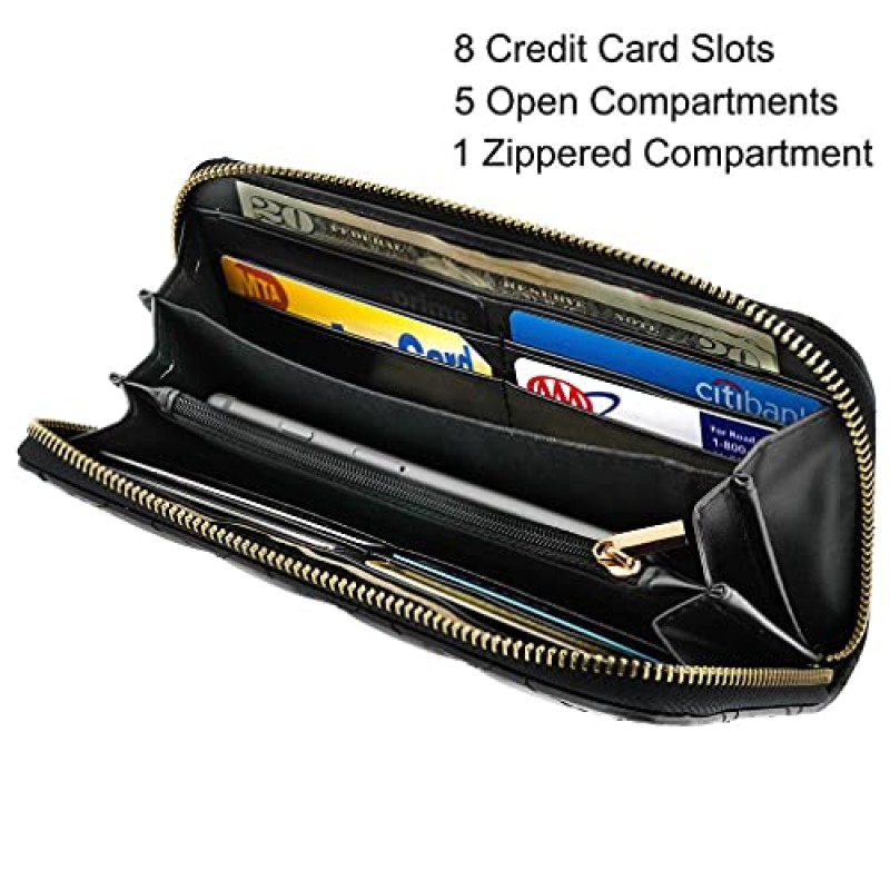 Fioretta 이탈리아 정품 가죽 퀼팅 지갑 여성용 신용 카드 정리함 - 블랙