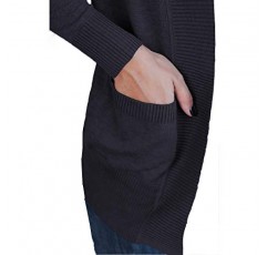 VOIANLIMO 여성용 오픈 프론트 캐주얼 긴팔 니트 클래식 스웨터 포켓이 있는 카디건
