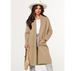 ANRABESS 여성용 2023 가을 카디건 스웨터 긴 소매 오픈 프론트 라펠 코트 캐주얼 니트 코트 자켓 (포켓 포함)