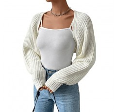 Verdusa 여성용 긴 소매 오픈 프론트 니트 크롭 가디건 스웨터 어깨를 으쓱
