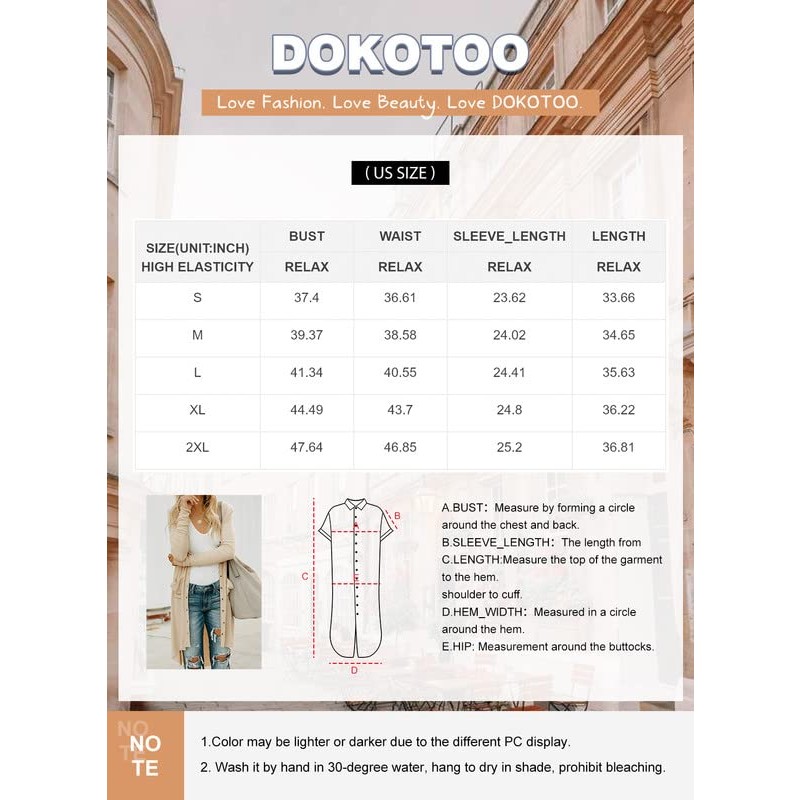 Dokotoo Womens 2023 패션 캐주얼 오픈 프론트 프린트 가디건 스웨터 얇은 코트 자켓 겉옷