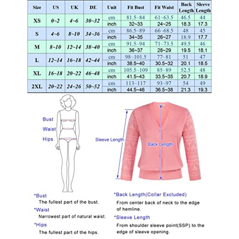 GRACE KARIN 여성용 카디건 드레스 용 어깨 걸이 3/4 슬리브 카디건 V 넥 버튼 다운 스웨터 경량
