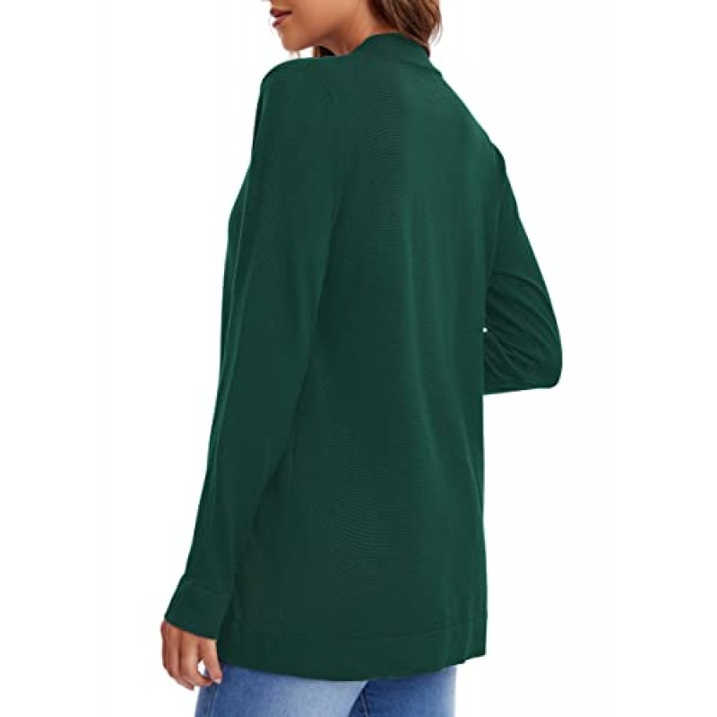 Urban CoCo 여성용 긴 소매 니트 스웨터 가디건 곡선형 밑단 오픈 프론트 포켓 포함