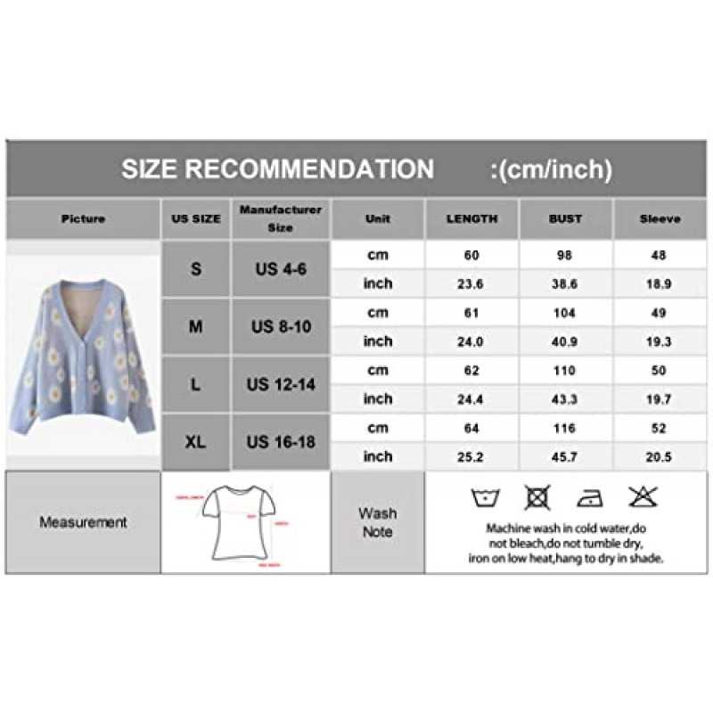 여성용 긴 소매 귀여운 카디건 스웨터 Y2K 탑 크롭 니트 플로랄 패턴 V 넥 버튼 다운 아웃웨어