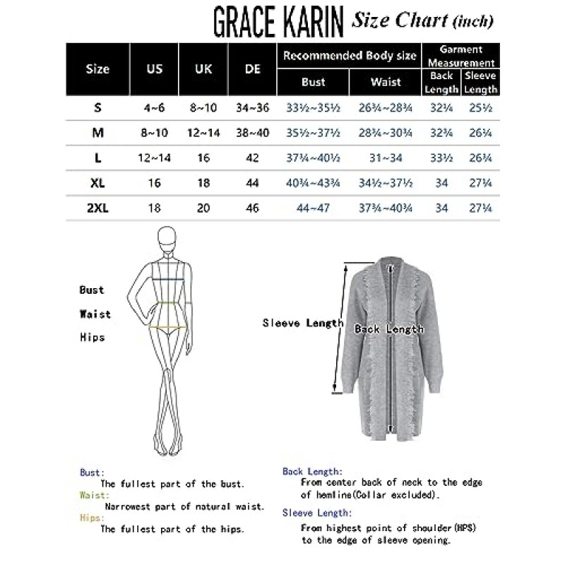 GRACE KARIN 여성용 롱 니트 카디건 스웨터 오픈 프론트 라펠 오버사이즈 프린지 스웨터 자켓 코트건(포켓 포함)