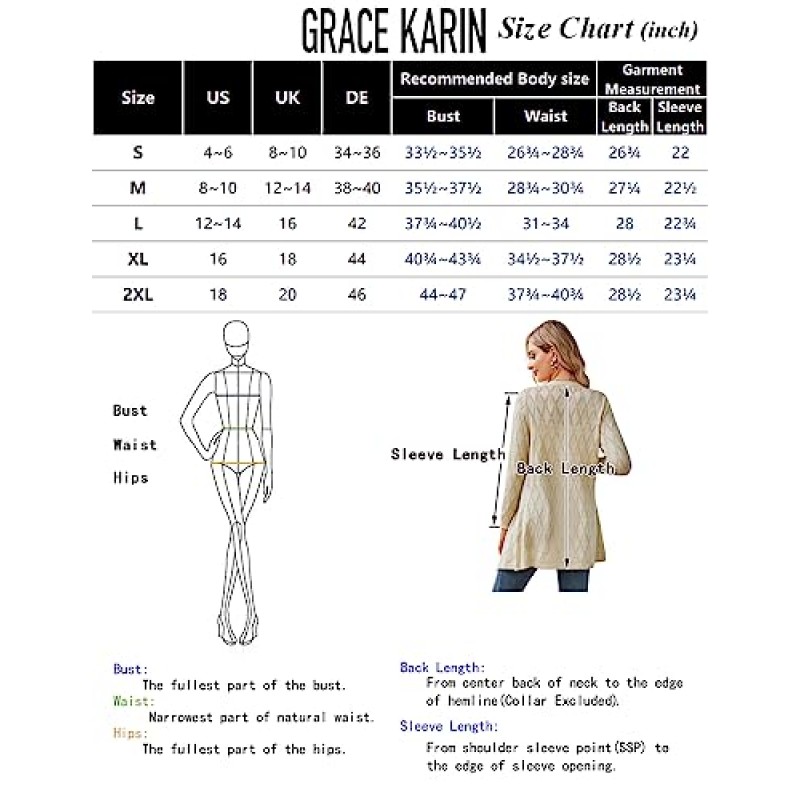 GRACE KARIN 여성용 여름 경량 크로 셰 뜨개질 가디건 긴 소매 드레이프 오픈 프론트 하이 로우 밑단 스웨터