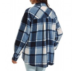 ATHMILE Womens 캐주얼 격자 무늬 Shacket Button Down 긴 소매 셔츠 가을 의류 여성용 탑 스웨터