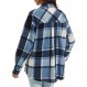 ATHMILE Womens 캐주얼 격자 무늬 Shacket Button Down 긴 소매 셔츠 가을 의류 여성용 탑 스웨터