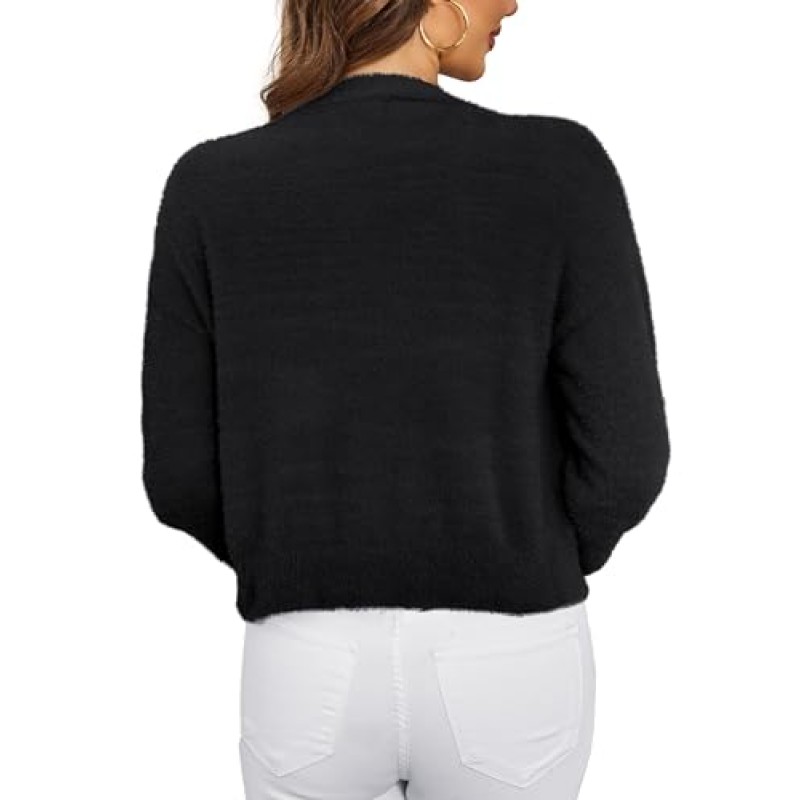 VERABENDI 여성용 스웨터 퍼지 드롭 숄더 버튼 여성용 크롭 카디건