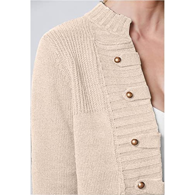 Bigeoosh 여성용 카디건 스웨터 크롭 니트 오픈 프론트 버튼 긴 소매 가디건 스웨터 겉옷