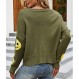 Ebossy Womens Ribbed Knit Cardigans Slouchy 귀여운 스마일 그래픽 Pretty Daisy 버튼 업 자카드 니트 스웨터 코트