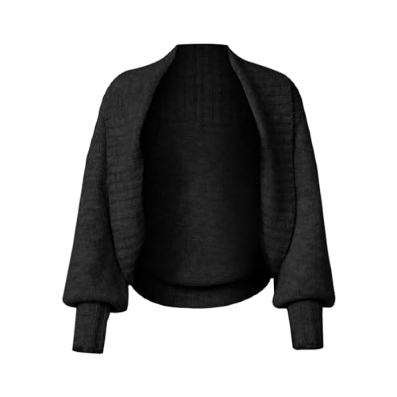 Danedvi Womens 자르기 긴 랜턴 슬리브 카디건 스웨터 패션 옷깃 짧은 볼레로 어깨 걸이 캐주얼 오픈 프론트 니트 탑