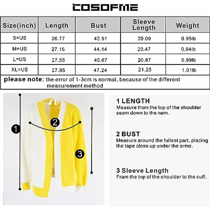 Cosofme 가을 겨울 긴 소매 케이블 니트 컬러 블록 스웨터 가디건 여성용 대형 가디건 포켓 포함