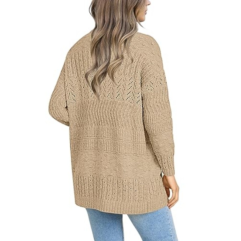 여성용 Miladusa 카디건 경량 오픈 프론트 긴 소매 케이블 니트 스웨터 겉옷