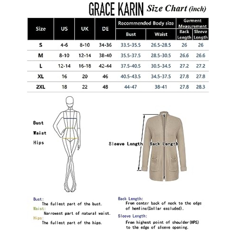 GRACE KARIN 여성용 2023 가을 청키 롱 가디건 오픈 프론트 와플 니트 스웨터 코트 포켓이 있는 루즈한 아웃웨어