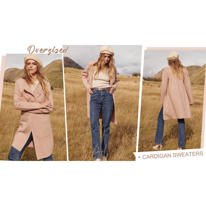 Caracilia Womens 니트 카디건 스웨터 오버 사이즈 오픈 프론트 긴 소매 옷깃 캐주얼 자켓 2023 가을 코트 Dressy Coatigan