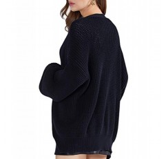 QUALFORT 여성용 가디건 스웨터 면 100% 버튼다운 긴 소매 오버사이즈 니트 가디건
