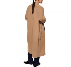 여성용 긴 소매 맥시 카디건 오픈 프론트 오버 사이즈 니트 스웨터 코트 캐주얼 옷깃 주머니가있는 따뜻한 오버 코트