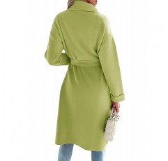 ZESICA 여성용 2023 가을 겨울 긴 소매 오픈 프론트 니트 카디건 옷깃 버튼 다운 벨트 스웨터 코트(포켓 포함)