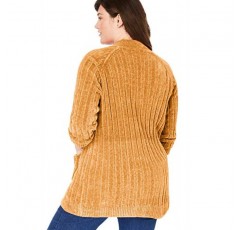 여성용 플러스 사이즈 오픈 프론트 셔닐 카디건 스웨터