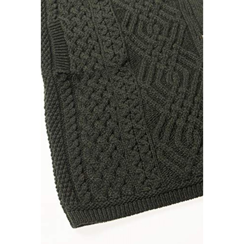 Aran Crafts 여성용 아이리쉬 소프트 케이블 니트 사이드 지퍼 코트 (100% 메리노 울)