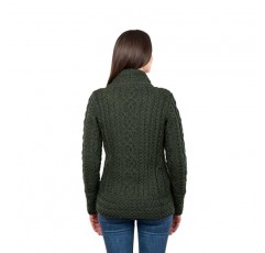 100% 메리노 울 아일랜드 스웨터 케이블 니트 지퍼 재킷으로 제작된 여성용 SAOL 아일랜드 카디건