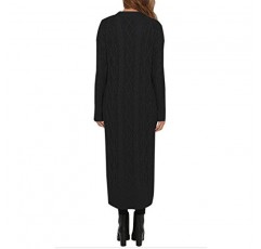 YiYaYo 여성 캐주얼 오픈 프론트 긴 소매 롱 가디건 니트 스웨터 코트(포켓 포함)(S-XL)