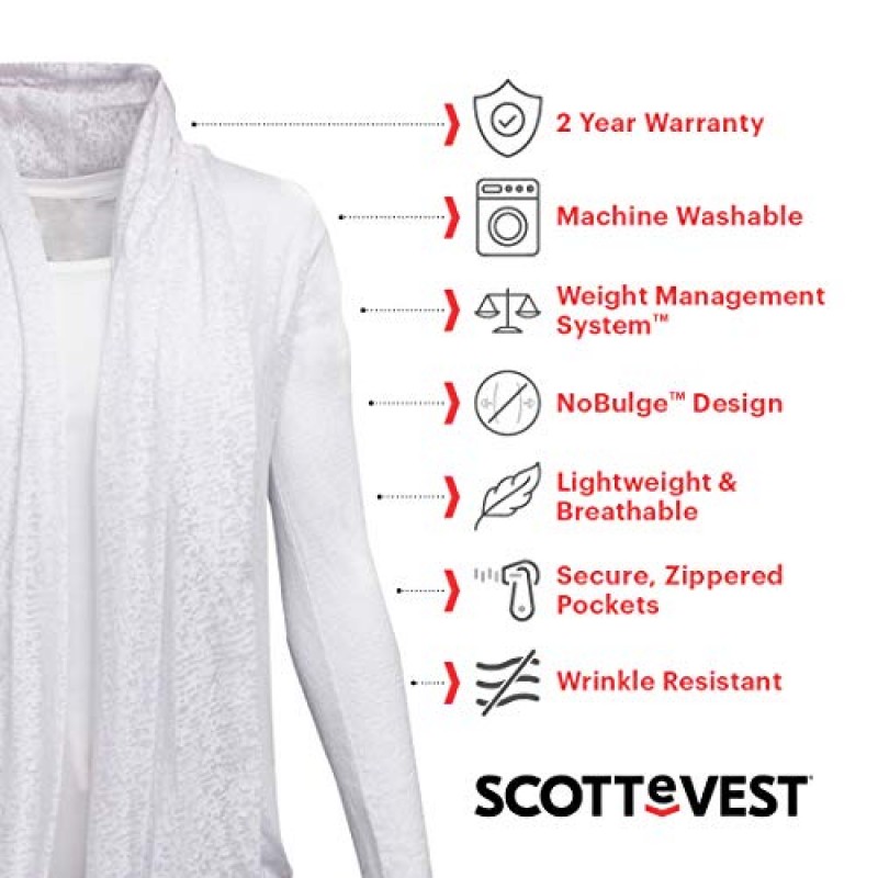 SCOTTeVEST 여성용 루실 카디건 - 숨겨진 포켓 4개 - 여행용 경량 주름 방지 스웨터