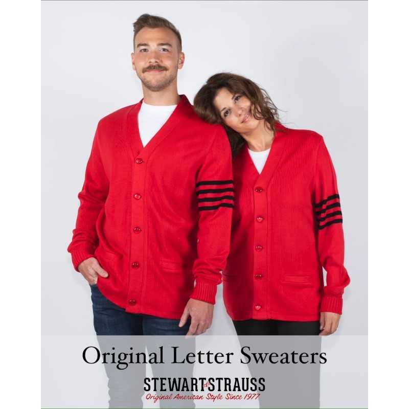 Stewart & Strauss 오리지널 아메리칸 스타일 카디건 Varsity Letter Sweaters Since 1977(33개 팀 색상) XXS ~ 6XL