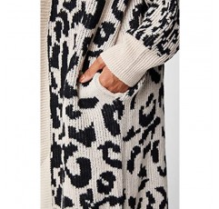 [BLANKNYC] 여성용 여성용 오버사이즈 레오파드 프린트 가디건, 편안하고 캐주얼한 스웨터