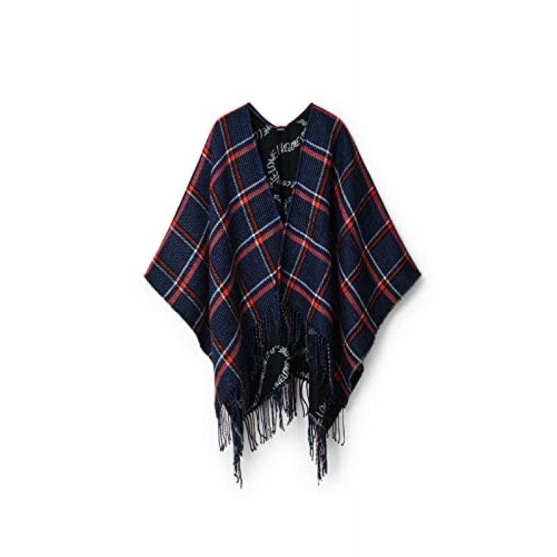 Desigual 여성 PONCHO, 블루, 원 사이즈 미국