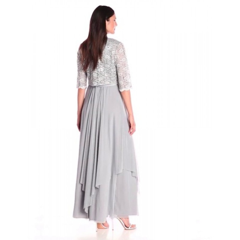 R&M Richards 여성 원 사이즈 2 PCE 레이스 조젯 재킷 드레스