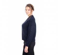 SAOL 여성용 아일랜드 카디건 스웨터 소프트 메리노 울 블렌드 케이블 니트 오픈 보이프렌드 라지 코트