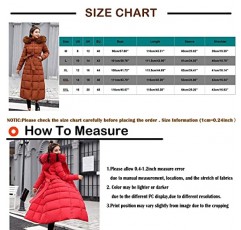 NDVYXX 여성 긴 퀼트 코트 겨울 따뜻한 후드 맥시 길이 긴 소매 퍼퍼 자켓 패딩 코트 가짜 모피 겉옷