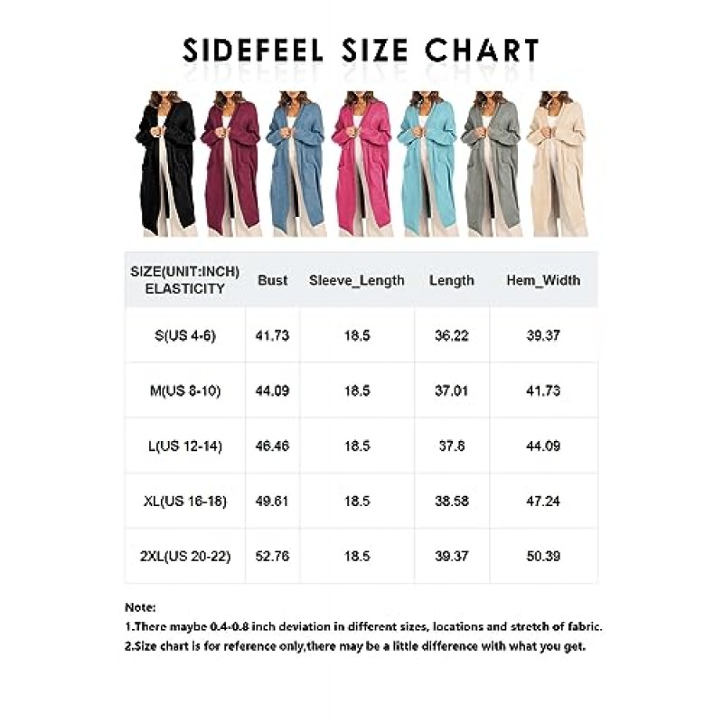 Sidefeel Womens 2023 겨울 카디건 스웨터 Tassels 니트 포켓 롱 오픈 프론트 카디건 여성용