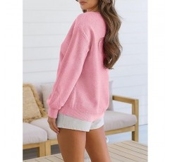 MEROKEETY 여성용 크루 넥 긴 소매 풀오버 스웨터 캐주얼 루즈 가을 점퍼 탑 니트웨어