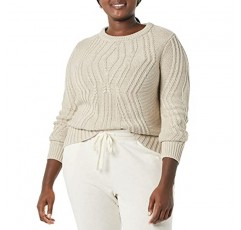 Amazon Essentials 여성용 100% 코튼 크루넥 케이블 스웨터