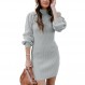ANRABESS 여성 터틀넥 긴 소매 니트 신축성 탄력 슬림 스웨터 Bodycon 미니 스웨터 드레스