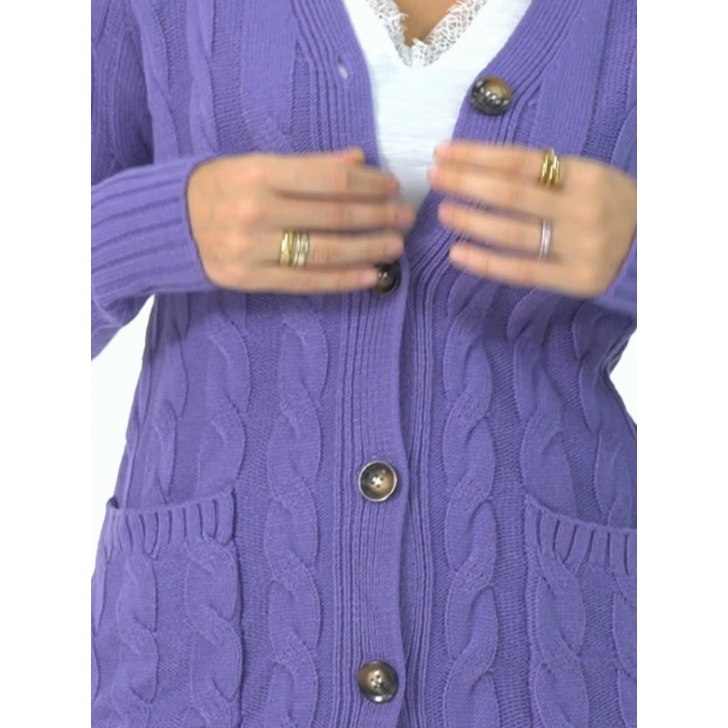 MEROKEETY 여성용 2023 긴 소매 케이블 니트 롱 가디건 오픈 프론트 버튼 스웨터 겉옷