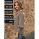 MEROKEETY 여성용 배트 윙 긴 소매 V 넥 풀오버 스웨터 폴드 오버 칼라 캐주얼 니트 점퍼 탑