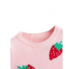 Floerns 여성용 민소매 라운드 넥 귀여운 딸기 스웨터 조끼 크롭 셔츠 탑