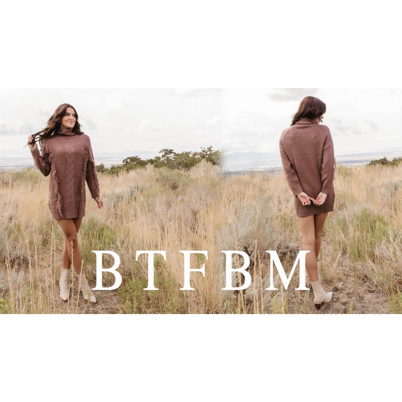BTFBM 여성 패션 스웨터 짧은 드레스 긴 소매 터틀넥 대형 가을 겨울 부드러운 Chunky 니트 풀오버 스웨터